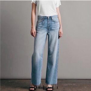 Rag & Bone Light Blue Mid Rise Wide Leg Jean